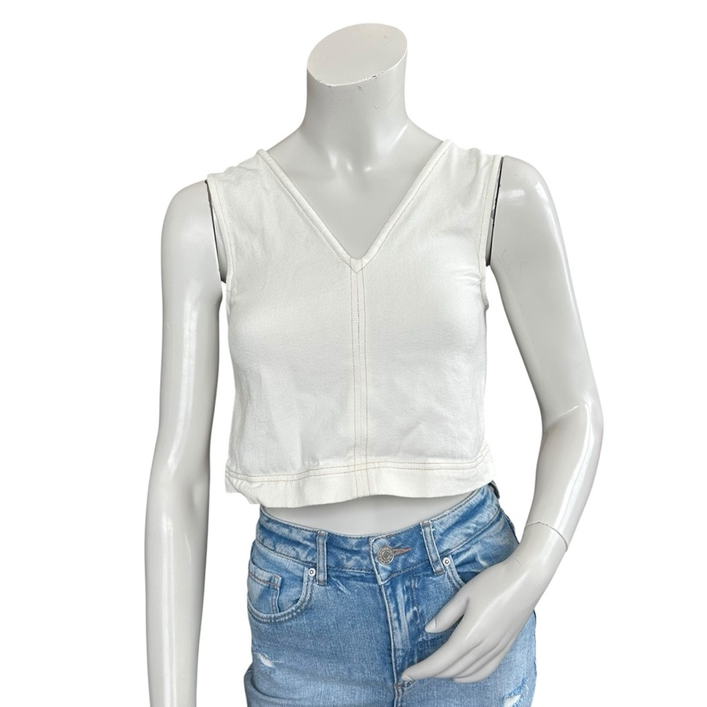 Zulu + Zepher Ivory Cream Organic Cotton Sleeveless Cropped Top Size US 4